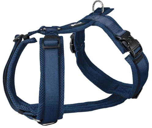 Petlando Hundegeschirr gepolstert, Mesh Y-Comfort, weich, stufenlos verstellbar, besonders leicht & atmungsaktiv, fellschonend, ergonomisch, Brustgeschirr für sehr große Hunde, Navy, XL