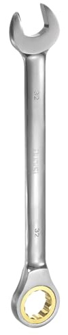 sourcing map Llave combinada de trinquete métrica, 32 mm, 12 puntos y 72 dientes CR-V, herramienta para reparación mecánica