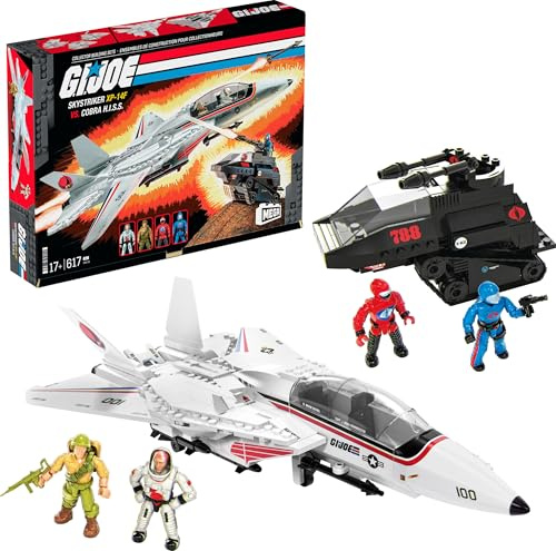 ​MEGA G.I. Joe Actionfiguren Bauspielzeug, Skystriker XP-14F vs. Cobra H.I.S.S. mit 617 Teilen, 4 beweglichen Charakteren, für Sammler