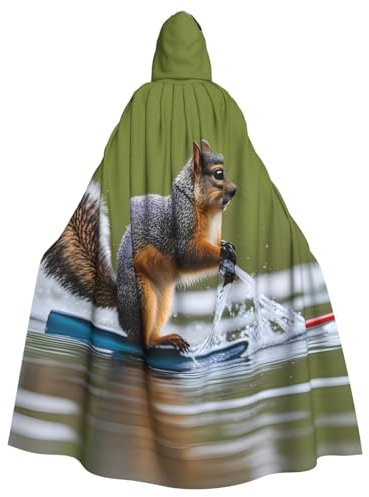 WHJYYXDE Wasserski, Fuchs, Eichhörnchen, Druck, hochwertiger Halloween-Kapuzenumhang, geeignet für Cosplay-Kostüme