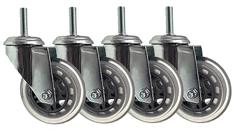 KUKUUU Lenkrollen, industrielle Lenkrollen, 4 Stück, M8 x 30 mm, Gummi, 75 mm, 22 mm, 103 mm, 50 kg Tragkraft