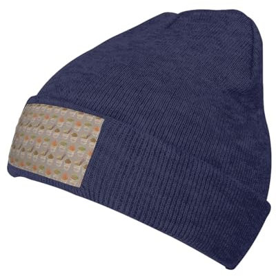 HGFVY Gorro de punto cálido para invierno con forma de huevera, fideos, ramen, grueso, suave, elástico, holgado, para hombres y mujeres, accesorio cálido, color azul marino, Azul marino, talla única