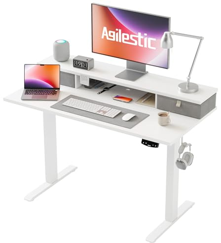 Agilestic Electric Adjustable Height Desk, with 2 Fabric Drawers, 100x60cm