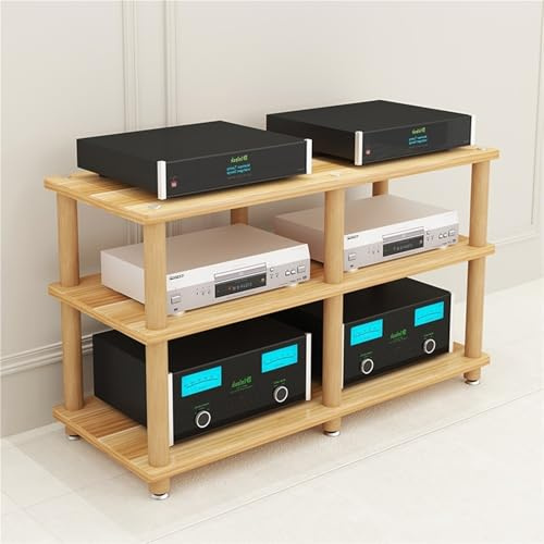 WLCGYD Audio Rack HiFi Regal AV-Medienständer Mit 2 Und 3 Ebenen, Audiokomponenten-Rack-Regal – Display, Verstärker, Aufnahme, Stereo-Receiver, HiFi, Zweireihiges Eck-Entertainment-Center(Wood)
