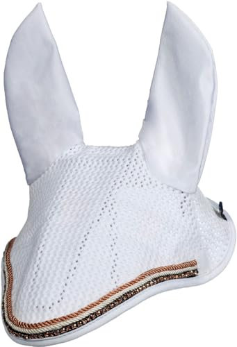 HKM Rosegold Glamour Style Fliegenhaube, Weiß/Rosegold, Warmblut