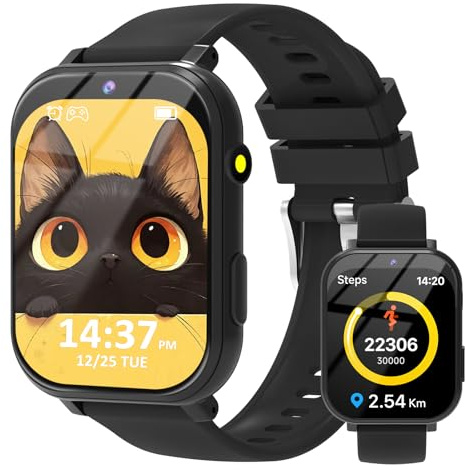 clleylise Smart Watch for Kids Smart Watch for Boys Girls - 18 Games, 8W Camera, Step Counter & Sleep Monitor - (Ages 4-11) with Touchscreen, 300mAh Battery & No Internet Required (Black)