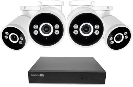 Swann Advanced X Series 8 Channel Wired 4K Home Security System w/4 Bullet PoE Cammeras and 1TB Local Storage, Night Vision, True Detect & no Subscription fee needed.