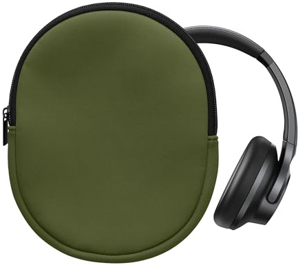 kwmobile Neopren Kopfhörer Tasche für Soundcore Q20i - Kopfhörer Case - Hülle Reise Beutel für Headset Headphones - Weiche Over Ear Schutzhülle Olivgrün