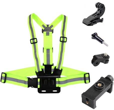POV Action Camera Cellphone Selfie Reflective Vest Chest Strap Mount Harness for Gopro, DJI Osmo, Insta360 X5 X4 X3, for iPhone Samsung Cellphone for Outdoor Sports Running
