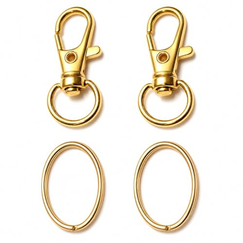 Schlüsselring Klein 80 Stück Karabiner Schlüsselanhänger Basteln Selber Machen Ringe Karabinerhaken mit Drehgelenk(Golden)-Metall