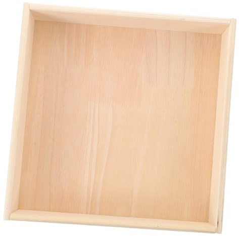 LALADEFIEE Montessori Wooden Sand Tray and Sand Table for Kids, 25x25x6cm Square Indoor Sandbox, Childrens Sandbox for Sensory Play and Building Blocks Storage
