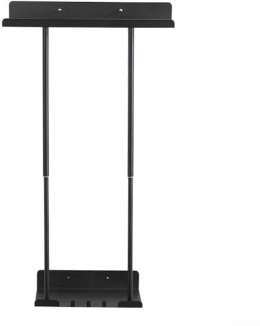 Supporto telescopico regolabile da parete per portasciugamani estensibile da 38 cm a 75 cm, con ganci e ripiano superiore, per risparmiare spazio in bagno, colore nero