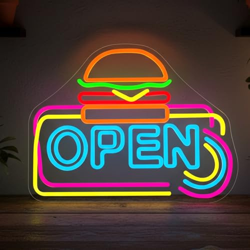 DAJASD Cartel de neón abierto, 32 x 33 cm, regulable, LED, diseño de gorro de Navidad con interruptor, acrílico con alimentación USB, para decoración de pared
