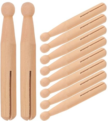 Levemolo Lot de 10 Pinces à Linge en Bois Naturel Fendu, Bâtons en Bois Faits Main, Artisanat DIY, Décoration Maison, Accessoires Multifonctions pour Création Et Scrapbooking