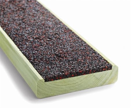 eDecks Pack of 5 Walksure Anti‑Slip Decking Boards - 125mm x 32mm - Charcoal & Red - 2.4m - Pressure Treated Timber - Non‑Slip Deck Boards for Patios, Gardens & Outdoor Areas