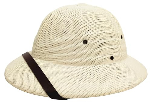 Cappello da midollo per Adulto Casco da midollo Traspirante a Tesa Corta con Decorazione Cintura per Protezione Solare, Costume da guardiano dello Zoo, Bianco Latte