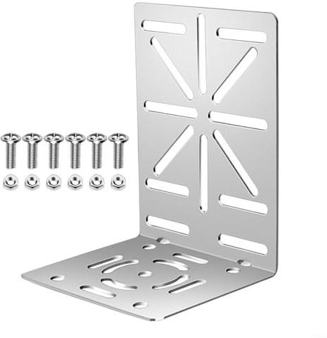 EffiFish Soporte de pared de acero inoxidable en forma de L, con tuercas y tornillos, adaptador para cámaras CCTV o domo, fácil instalación en esquinas o techos, color plateado