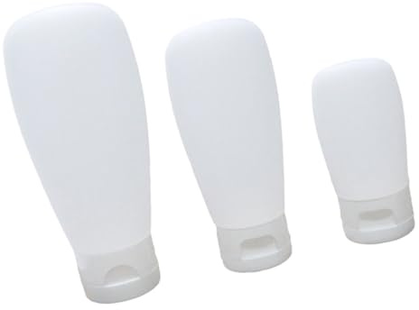 PRETYZOOM Lot de 3 Flacons Cosmétiques en Silicone Rechargeables Sets de Bouteilles Vides 30 Ml 60 Ml 100 Ml Bouchon à Clapet Souples et Portables pour Voyage et Activités de Plein Air