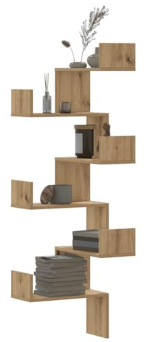 Fangmaliuyun Wand-Eckregal Artisan-Eiche 45x45x147 cm Massiver Holzwerkstoff 60 kg Belastbar Modernes schwebendes Regal for Living Room Bedroom Corridor