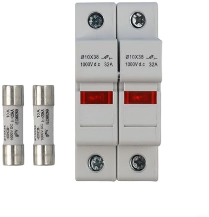DC Trennschalter PV Anlage, 2-poliger Sicherungshalter für Solaranlagen mit LED, 1000 V DC-Sicherung, 10 x 38 mm, für Solarmodule, Photovoltaik(10A)