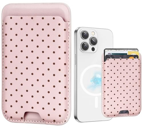 BayPastel X Custodia a portafoglio magnetica per iPhone 17/Air/16/16e/15/14/13/12 Pro/Max/Plus/Mini, custodia magnetica per telefono, design carino, per 3 carte, rosa a pois