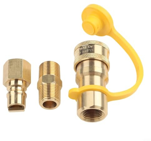 Kit de accesorios de conexión rápida de gas propano de latón de 3/8 pulgadas para parrilla de gas natural de baja presión, remolque RV y adaptador de manguera marina con tubo y rosca interna (B)