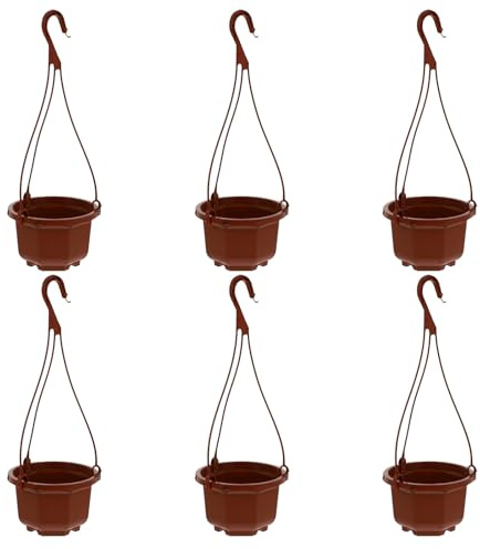 Pot Suspendu à Fleurs Rouge en Plastique, Lot de 6 Sets de Sets de