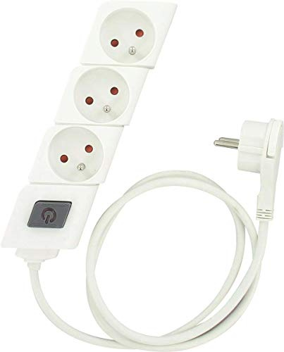 Bloc multiprise fiche plate Dhome - 3 prises 2P+T