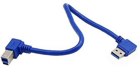 Seadream Angled USB 3.0 Printer Cable;1 ft / 30cm SuperSpeed USB Type A Male Plug 90 Degree Right Angle to USB 3.0 B Male Left Angle Cable;