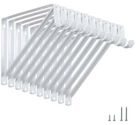 HOME MASTER HARDWARE Heavy Duty Closet Shelf Rod Brackets Supports 250lbs, Wall Mounted Closet Shelves Bracket with Rod Shelving Support, White with Screws 10-Pack