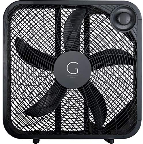 Genesis 20 Box Fan, 3 Settings, Max Cooling Technology, Carry Handle, Black (G20BOX-BLK)