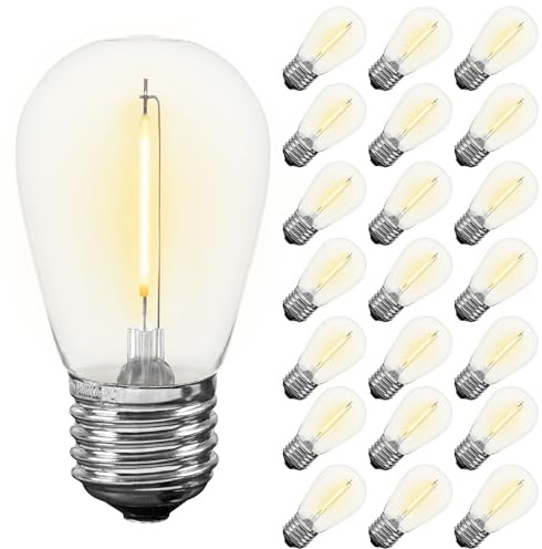Novelty Lights Outdoor String Light Replacement Bulbs, 25 Pack S14 LED Edison Shatterproof Plastic, E26 Base, 30,000-Hour Lifespan, 2200K Warm White