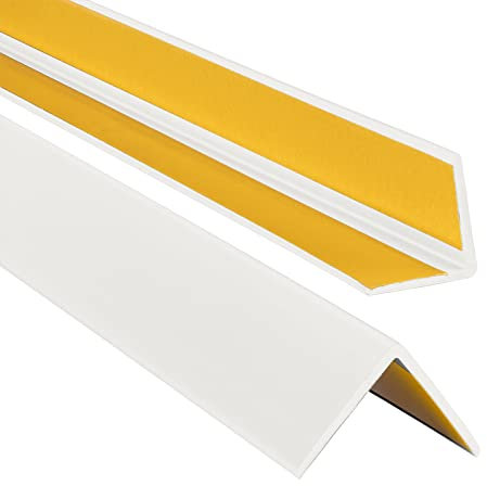 ProfiPVC Winkelprofil 35x35mm, 200cm - Kunststoffwinkel aus PVC-Gummi - selbstklebend Kantenschutzprofil, elastischer Kantenschutz - Eckschutzprofil, einfache Montage - Weiß