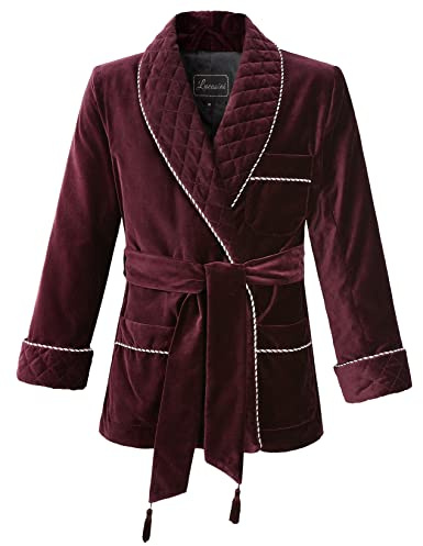 Lucasini Mens Smoking Jacket Velvet Fully Lined
