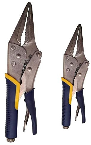 2pc Long Nose Locking Pliers MOLE Grips Adjustable VICE CLAMP Heavy Duty 6.5/9