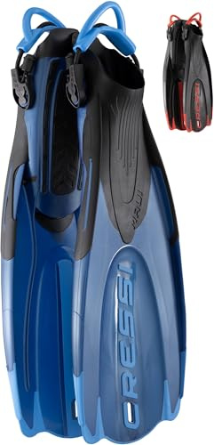 CRESSI Maui Fins Blau/Azurblau L/XL (44/47) - Unisex Verstellbare Flossen mit EBS System zum Schwimmen und Schnorcheln