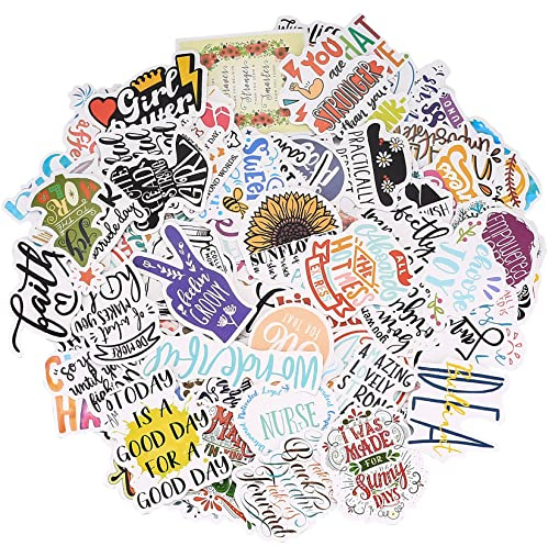100 Pieces Inspirational Quote Stickers, Motivational Words Stickers, Aesthetic Positive Decal Stickers, Waterproof Water Bottle Laptop Scrapbooking Journal Stickers for Teens Students Adults