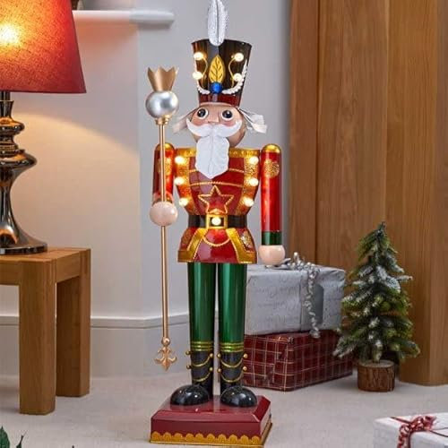 Marco Paul Nutcracker Soldier Christmas Decoration - 80cm Battery Operated Metal Nutcrackers with Warm White LED Lights & Timer - Light Up Christmas Decor For Xmas Ornaments & Xmas Table Decorations