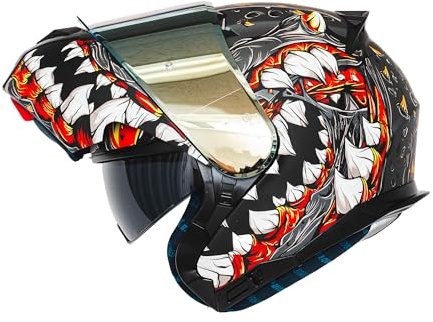 HAX Amatista Modular Flip-Up Dual Visor Motorcycle Helmet - DOT/ECE Approved, Lightweight, Comfortable, and Stylish Helmet for Men and Women (Mutant Grey L)