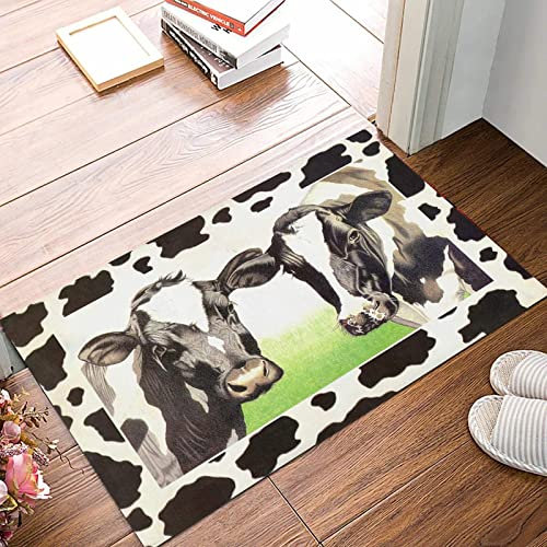 Alfombra de baño, 50x80 cm Alfombra Antideslizante,Ganado lechero Vaca lechera Verde Pastizal Blanco Negro,Suave y acogedora, Agua súper Absorbente, Antideslizante, Gruesa para Dormitorio de baño