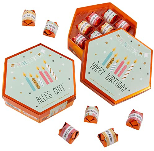 younikat Aufkleber-Set Geburtstag mint für Küsschen Schokolade - dv1188 | Geschenk Geburtstag Feier Party, blanko Aufkleber, bunt, selbstklebend, ohne Schokolade