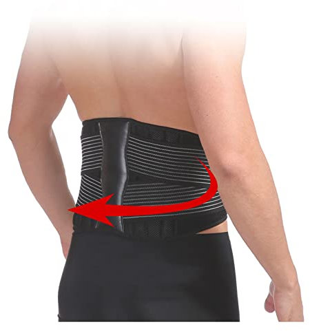 Rückenbandage, Lendenwirbelstützgürtel zur Linderung von Rückenschmerzen, Bandscheibenvorfall, Ischias, Skoliose, Verstellbarer Workout-Taillentrimmer für Damen und Herren (Größe: M/Medium) (L/Gr