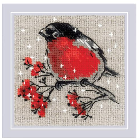 RIOLIS - Ospite invernale 2132, Punto croce 10x10cm, Punto croce kit da ricamare, Disegni da ricamare, Embroidery kit, Set punto croce, Kit ricamo punto croce