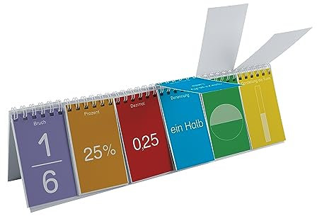 TimeTEX - Klappen-Flipchart | Erlernen der wichtigsten Brüche & ihren Darstellung. 20 farblich unterschiedliche Klappenblöcke | Inhalt: 6-Klappen-Flipchart mit bunten Karten