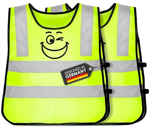 freemind Kinderwarnweste - Reflektorweste für Kinder - atmungsaktive Warnweste - Sicherheitsweste - 360 Grad Sichtbarkeit - Signalweste für Jungs und Mädchen 2-6 Jahre neon gelb (1 Stück)