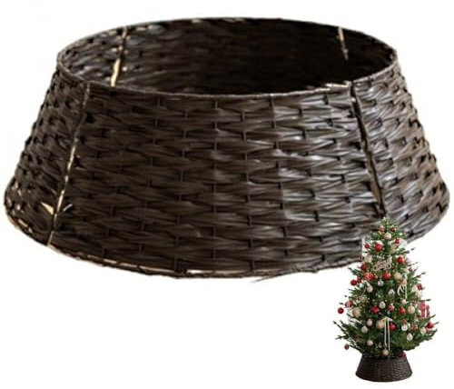 Dinntty Weihnachtsbaum-Kragen Weihnachtsbaum-Rock Ring Korb gewebt rustikaler Weihnachtsbaum-Rock für Weihnachtsbäume Dekoration