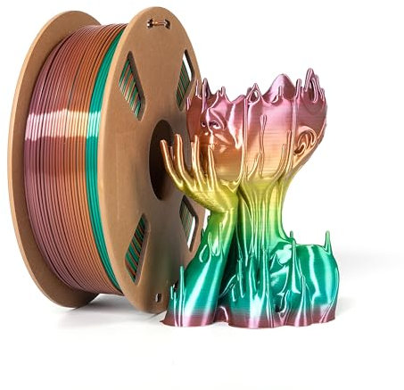 Regenbogen Seide PLA Filament 1.75mm 3D Drucker Seide Filament PLA, 1kg/2.2lb Gradient Changing 3D Filament Farbverlauf Änderndes Mehrfarbig Kompatibel mit den Meisten FDM 3D Druckern Seide