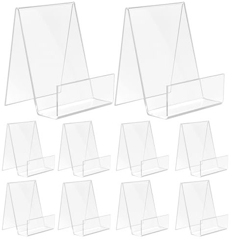 VIDETOL 10 Stück Buchstütze Acryl, 10,5 x 9 x 7,5 CM Buchständer Acryl, Klarer Buchaufsteller, Schrägsteller Prospektständer Transparent für Büchern, Handwerk und Fotos