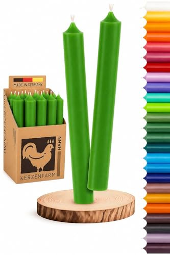 Stabkerzen 10 Stück Tafelkerzen durchgehend gefärbt Spitzkerzen für die Tisch-Deko zur Hochzeit Weihnachten & Party Farbe: Grün Höhe:18cm