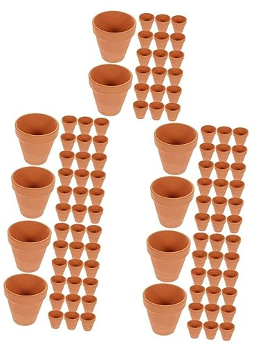 VANZACK 100stücke Mini Terrakotta Blumentöpfe Rote Tontöpfe Mit Abflussloch Für Sukkulenten Und Zimmerpflanzen Für Indoor Und Outdoor-Gartenarbeit